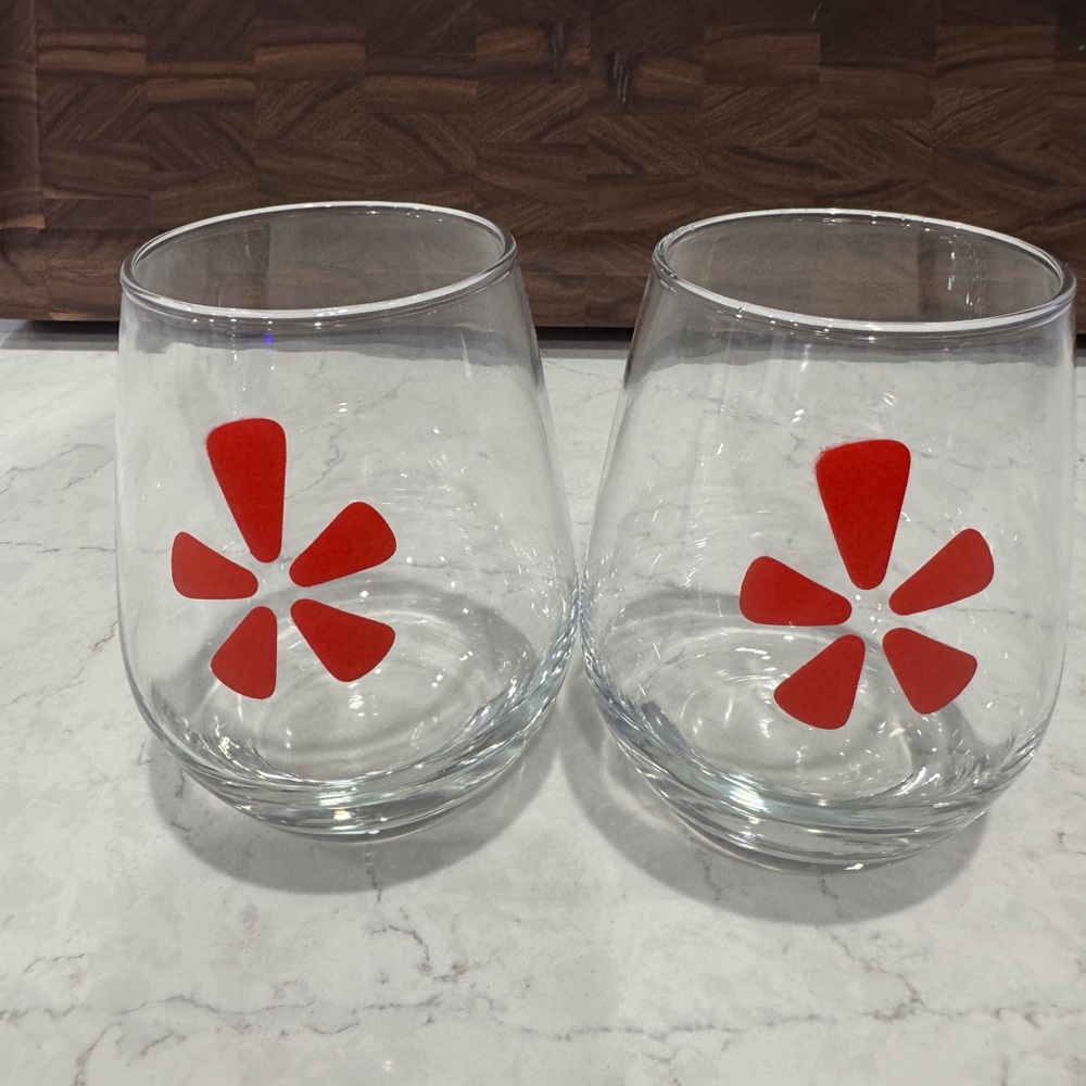 FREE with Purchase: Set of 2 Stemless Wine Glasses with Yelp Logo